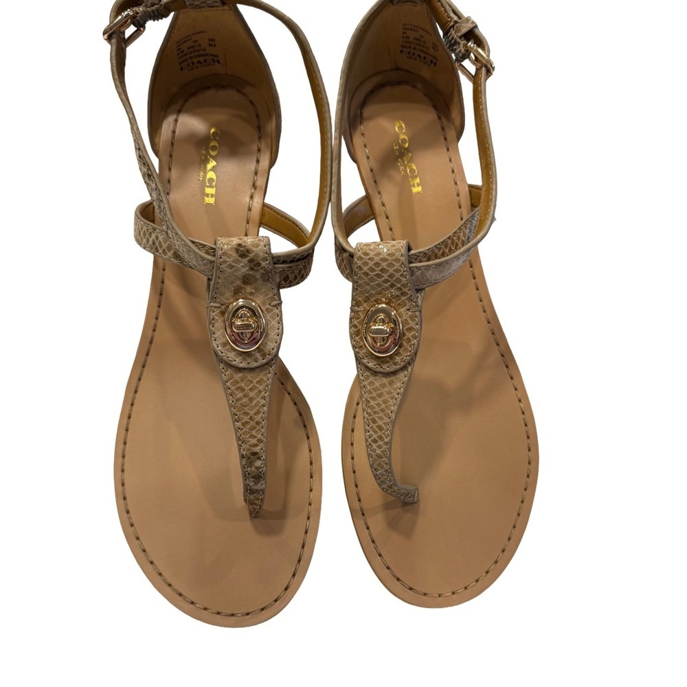 Coach T-Strap Ingrid Wedge Sandals Natural Snakeskin Print Women's Sz 8.5 B NIB